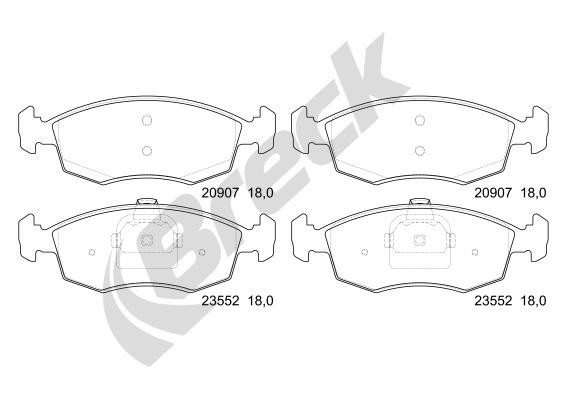 BRECK Bremsbelagsatz, Scheibenbremse